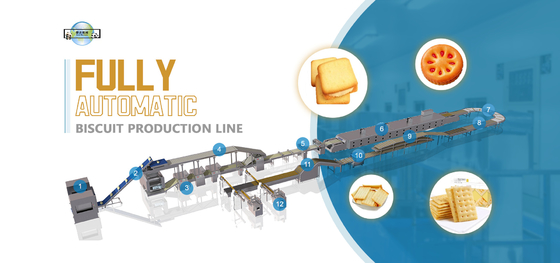 4 In 1 Biscuit Processing Line Full Automatic Biscuit Manufacturing Plant High Efficiency