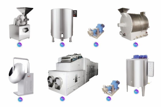 Chocolate Bean Production Line Machine Chocolate Bean Processing Line Machinery Chocolate Bean Making Equipment Line